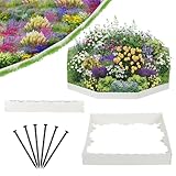 WOCHOLL Garden Edging - Wood Look Fence, 2.3 Inch Tall Landscape Border with Spikes, Paver Edging for Flower Bed and Lawn (White, 20FT)