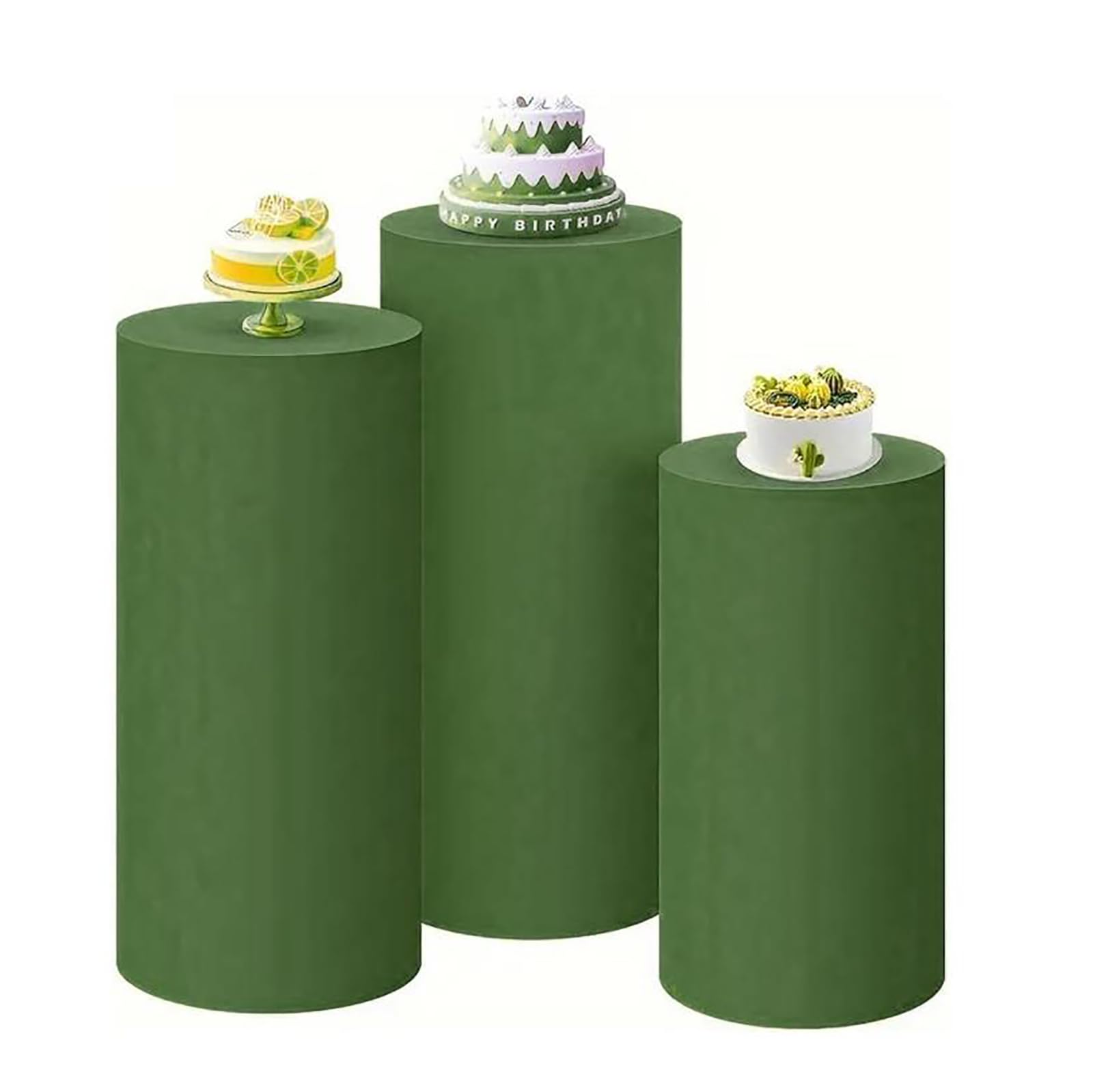 Mesa de postre cilíndrica verde con acabado pulido, el pedestal de hierro más sofisticado