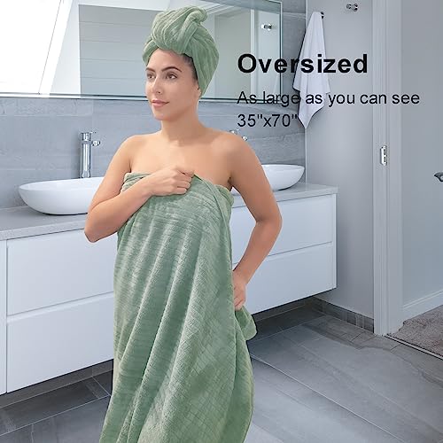 Oversized Bath Towels Set, 2 Extra Large Bath Towels, 2 Hand Towels And 4 Washcloths, Microfiber-Lightweight, Soft, Quick Dry, Super Absorbent, Ribbed Design Bath Sheets For Bathroom #TOP4