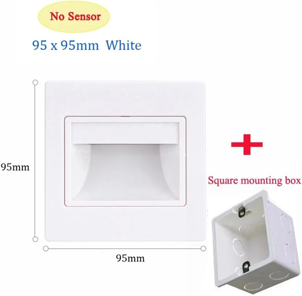 Recessed Ladder Wall Light 1.5W LED Stair&Step Lamp for Staircase Stairway Corridor Foyer Bedside Indoor Nightlight 95x95m(Black)