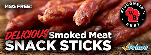 Wisconsin's Best - Garlic Sausage Sticks, 1-7Oz. Package (7-1Oz. Sticks) Delicious And Healthy Snacks Excellent For Traveling, Lunch Bags, Bloody Mary's And Gifts! Great For Keto, Low Carb, High Protein Snacks. #TOP2