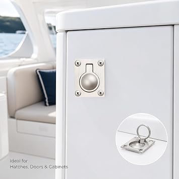2 Pack Flush Ring Pull, Boat Hatch Pull Flush Lift, Stainless Steel Recessed Pull Handle Marine Yacht Drawer Door Handle
