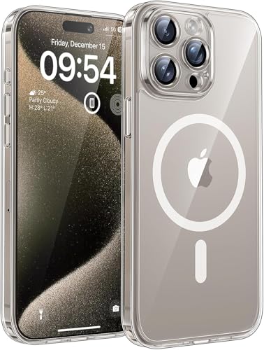 TOCOL Etui do iPhone'a 15 Pro Max, Kompatybilne z MagSafe, Wbudowany Pierścień Magnetyczny, Zintegrowana Ochrona Aparatu, Odporne na Uderzenia, Matowe Magnetyczne Etui, Półprzezroczysta
