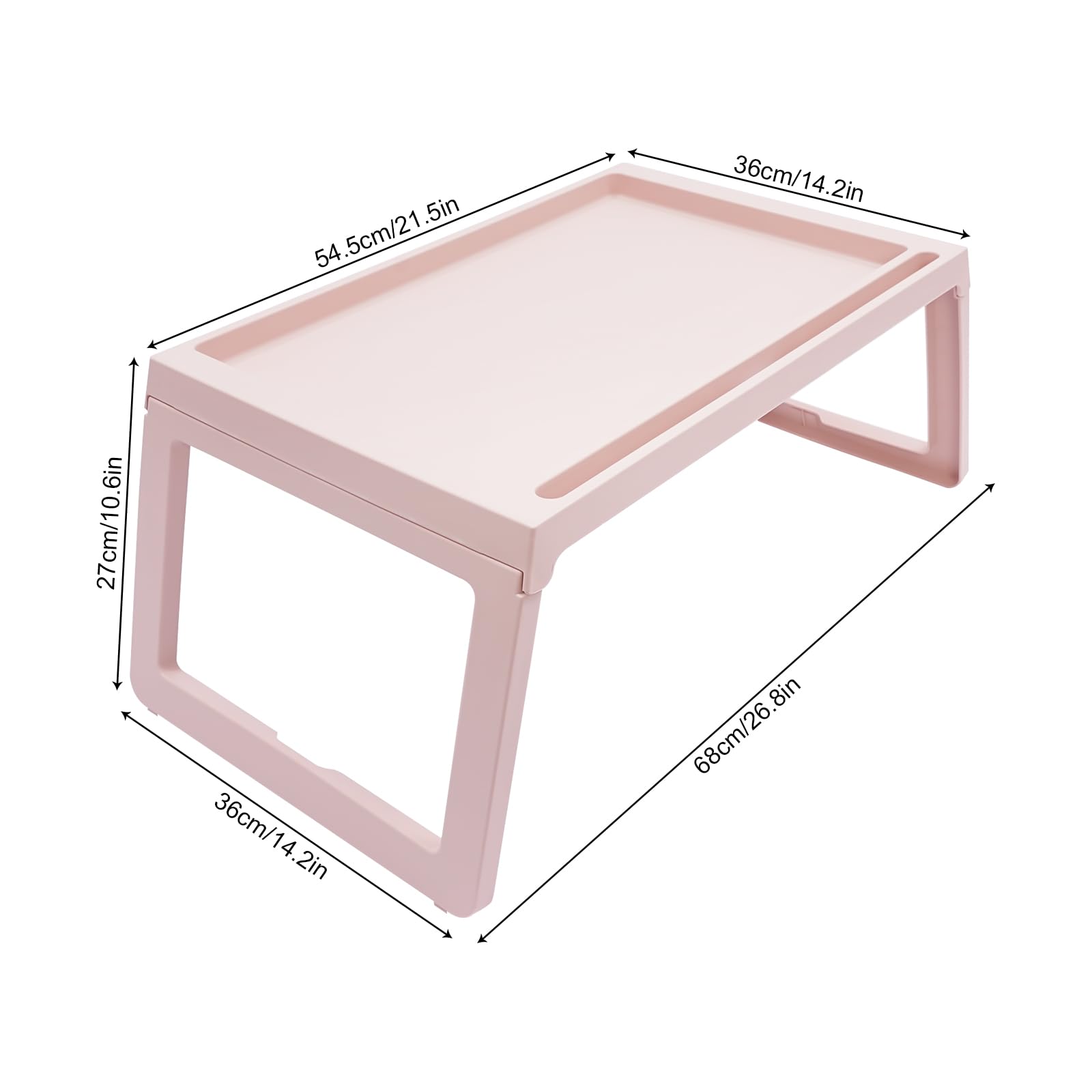 OUKANING Juego de 4 mesas plegables de plástico para cama, mesa para ordenador portátil, mesa para sofá, cama, soporte para tablet con ranura de carga, para comida, lectura, oficina en casa, plegable