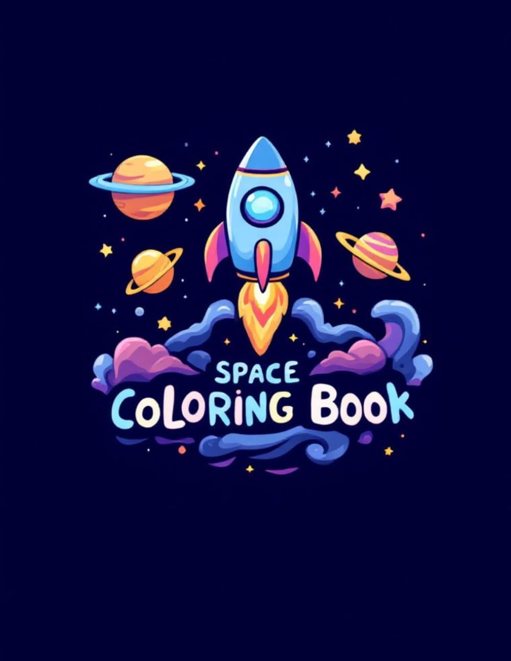 Space Coloring Book: Fun Space Themed Creative Pages for Kids / Rockets, Planets, Astronauts, Sun & Moon