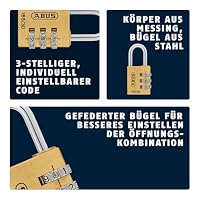 ABUS Zahlenschloss 165/30 - Vorhängeschloss aus Messing - mit individuell einstellbarem Zahlencode - Kofferschloss/Spindschloss - ABUS-Sicherheitslevel 3-2er Set – Ansicht 3