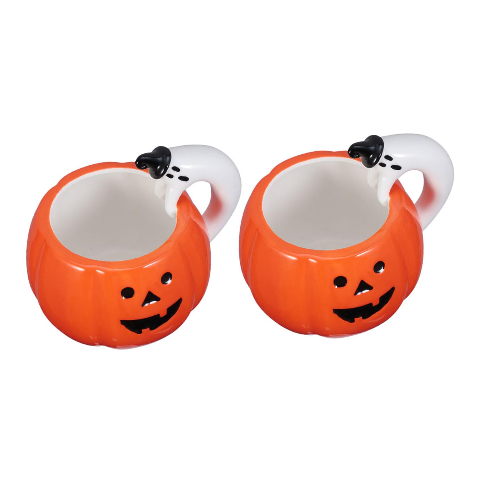 2 Tazas de Cerámica Forma de Calabaza, Tazas Prácticas para Halloween y Fiestas Decorativas