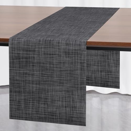 Myir JUN Tischläufer Tischläufer Modern Abwaschbar Outdoor Hitzebeständig PVC für Häuser Esszimmer Restaurants Hotels Party Tischdeko Dekoration 30 x 140 cm (Dark Grau)