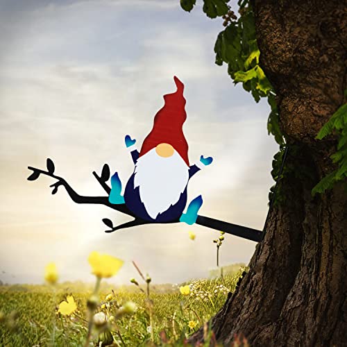 Vzvxcc Steel Branch Gnomes Decoration, Metal Gnome Silhouette Yard Art Decor, Metal Gnome For Tree Decor Outdoor, Easter Colorful Steel Garden Gnome Statue For Home Garden Yard Patio Decorations #TOP4