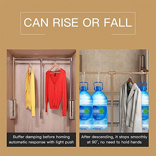 Adjustable Pull Down Closet Rod Aluminum, Wardrobe Lift Rail Organizer Storage System With Maximum Load-Bearing 40Kg For 56.4-115Cm/22.20-45.28In M #TOP1