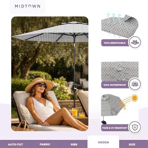 Image of Midtown Umbrellas Lean - 8 Ft Patio Umbrella, Infused Gem Canopy