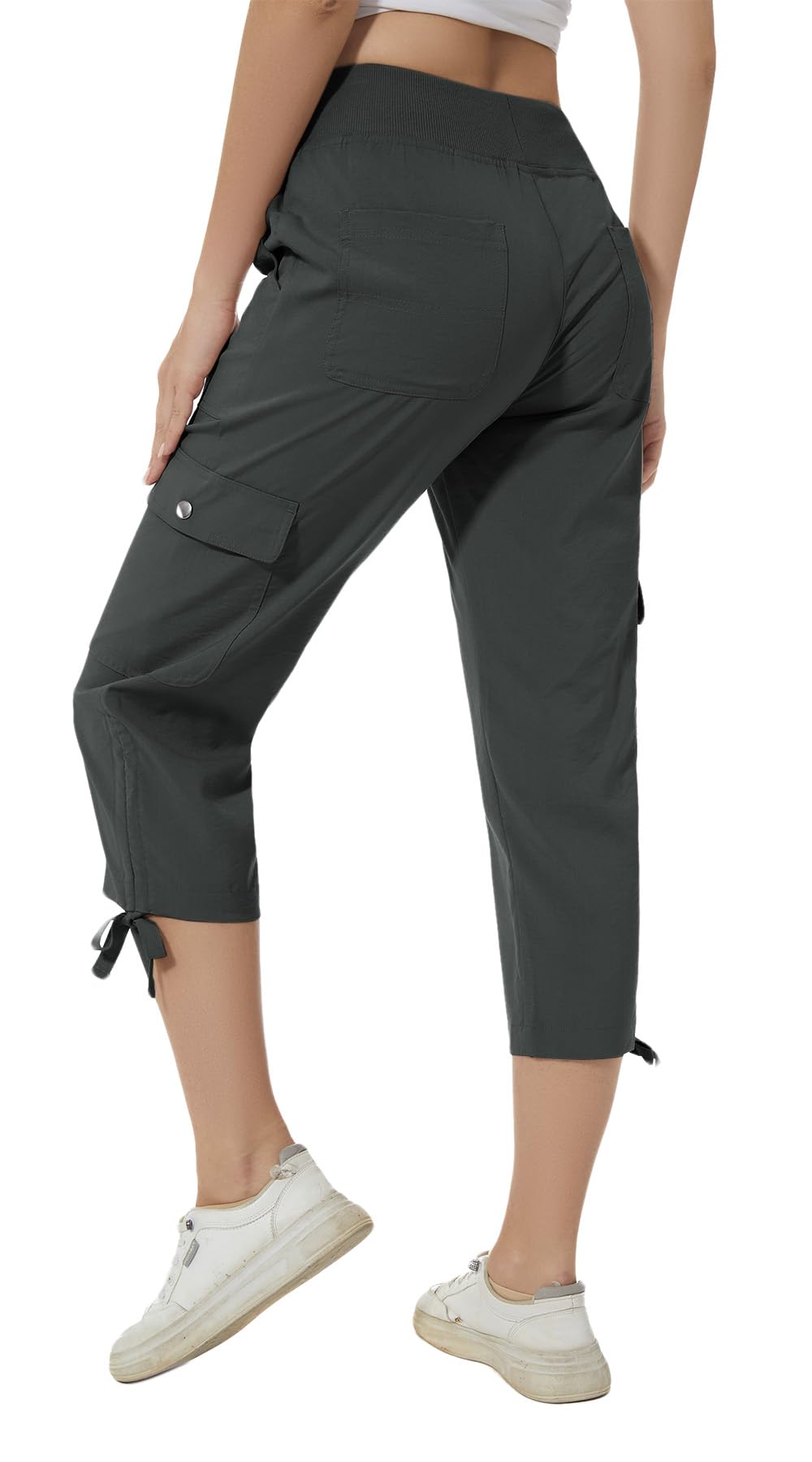 Huayuzh Damen Cargo Caprihose Wanderhose 3/4 Hose Sommer Cargohose Leichte Atmungsaktiv Athletisch Reisen Lässig Outdoorhose