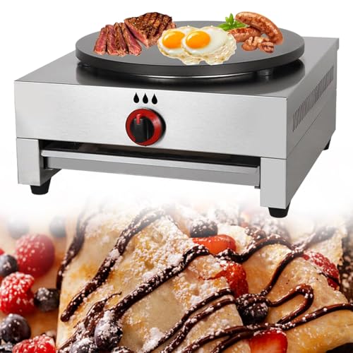 Grillplatte und Crêpe-Maker, antihaftbeschichtete Crêpe-Pfanne, kommerzielle Pfannkuchen-Grillplatte für den Schreibtisch, 40 cm / 16 Zoll antihaftbeschichtetes Kochfeld,Gas