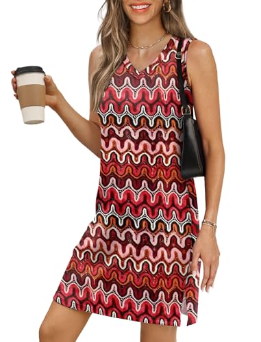 Image of BKRIVE V-Neck Summer Casual Beach Dresses for Women 2026 Vacation Women's Sleeveless Sundress with Split