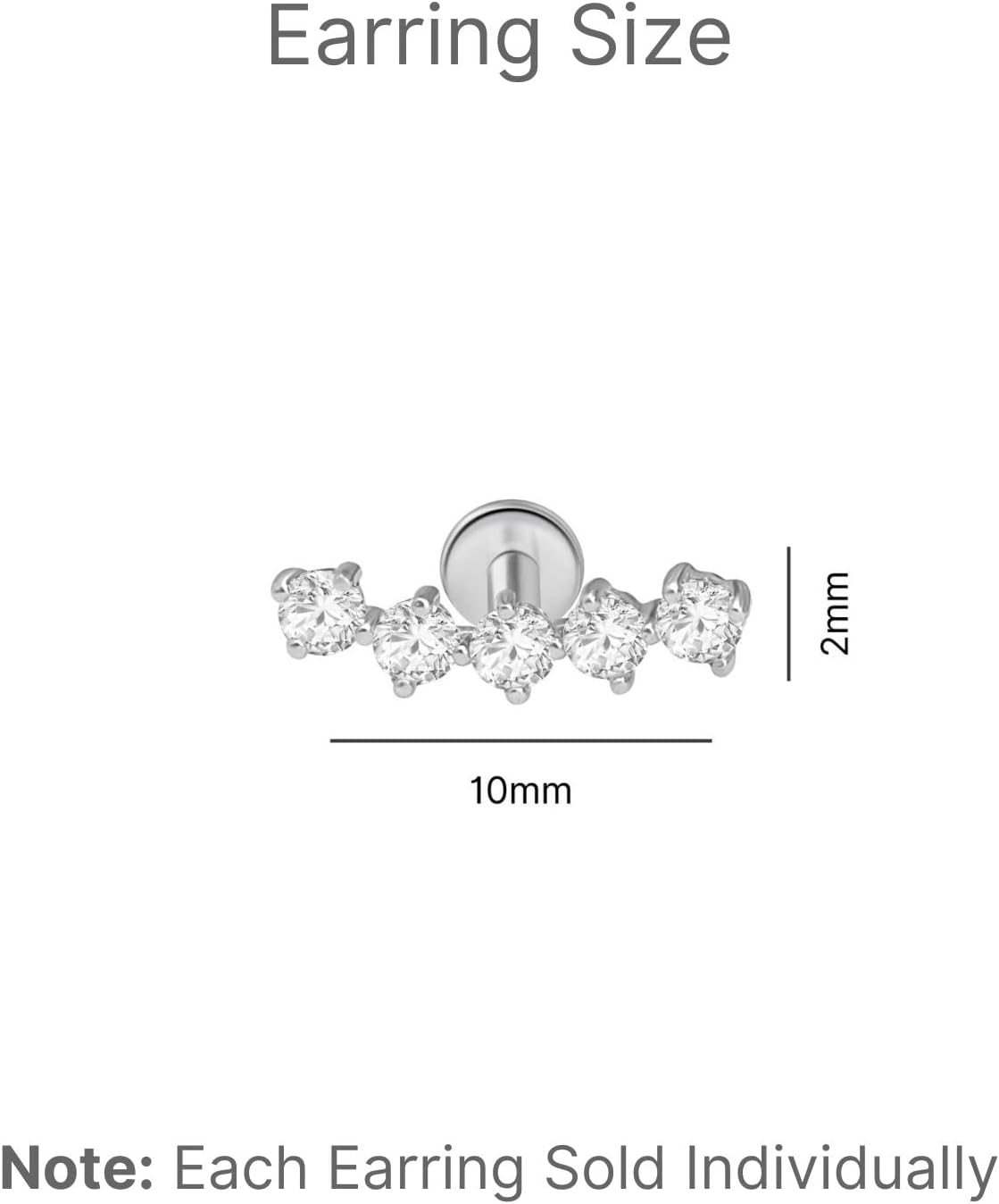 1/5 Carat Diamond Constellation Ear Crawler 14K Solid Gold Cartilage Stud Earring Helix Conch Diamond Ear Piercings Internally Threaded Flat Back (Carat 0.20ct, G-H, Clarity SI1-SI2), SINGLE STUD/PAIR