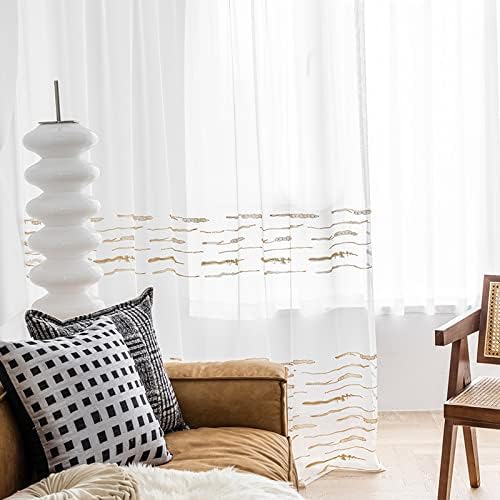 HooHero White Simple Style Bead Embroidery Beautiful Sheer Curtains Home Decoraiton Customzied Supportted for Living Room Bedroom Home Office