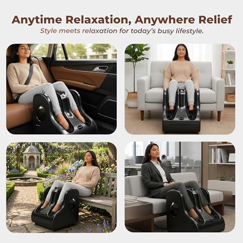 Image of Durafit91 Electric Leg Massager For Pain Relief | Foot and Calf Massager | 4 types of Foot Massage Shiatsu, Rolling, Deep Kneading, Heat with Vibration|Powerful BLDC Motor Without Noise (Foot & Calf Massager Black)