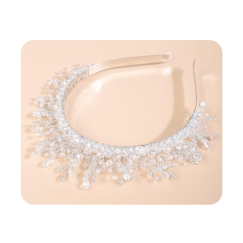 Tiara de cristal para bodas Kercisbeauty y joyería de plata fina para cabello de fiesta 8