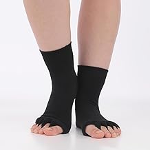 Stretch Socks, Socks, Toes, Stretching Supporter, Socks, Room Socks, Toe Tips, Massage, 5 Toe Socks, Women's, Men's, Stretching Goods, Soft, Hard Padding, Indoor, Outdoor, Girls, Unisex (Black)