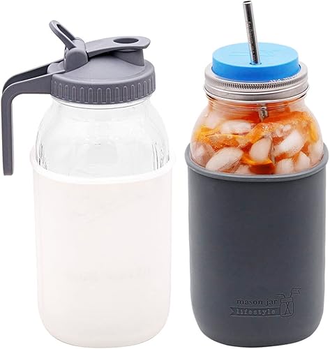 Miniatura 3 de Paquete de 2 fundas de silicona de medio galón Frost de 64 onzas para proteger tarros Mason Mason Jar Lifestyle