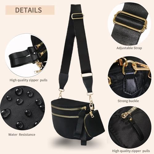 Checkered Crossbody Bum Bags for Women, Nylon Sling Bags with Shoulder Strap, Large Capacity Checkered Purse Bag - Image 3