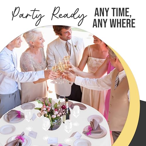 Image of Exquisite 66% Thicker Premium White Round Tablecloths Plastic Table Cloth Disposable 48 Pack 84 inch Round Table Cloth Disposable White Tablecloths Won't Tear Easily Like Cheap Thin Brands | Plastic Tablecloth, Disposable Table Covers Round for Parties, Weddings, Holidays & Party Supplies