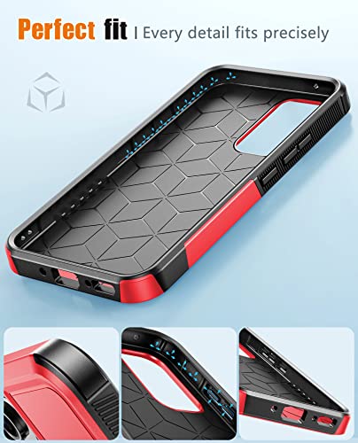 Jxvm For Samsung Galaxy A54 5G Case: Shockproof Dual Layer Tough Phone Cover Protective With Tempered Glass Screen Protector Rugged - Military Grade Heavy Duty Protection, 6.4Inch, 2023 (Black Red) #TOP7