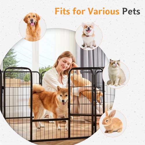 Image of NEWBULIG Dog Playpen for Indoor 24 Inch 6 Panels - Portable Heavy Duty Metal Pet Exercise Pen with Door, Foldable Small Dog Puppy Playpen Fence for Outdoor RV, Camping, Yard, Garden