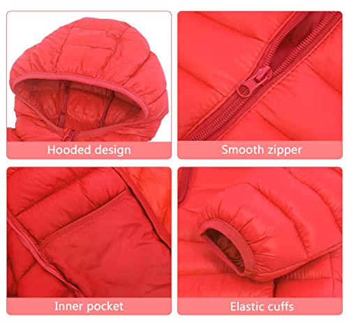 Image of Happy Cherry Kids Lightweight Puffer Jacket Packable Bubble Coat Down Cotton Coats Zip Up Hooded Outwear