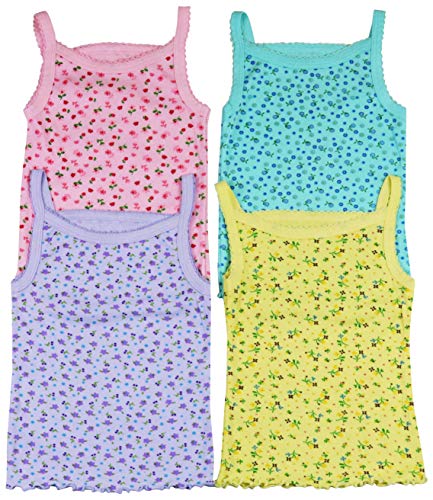 Image of ToBeInStyle Girl's 4 Pack Ruffle Hem Spaghetti Strap Tank Tops