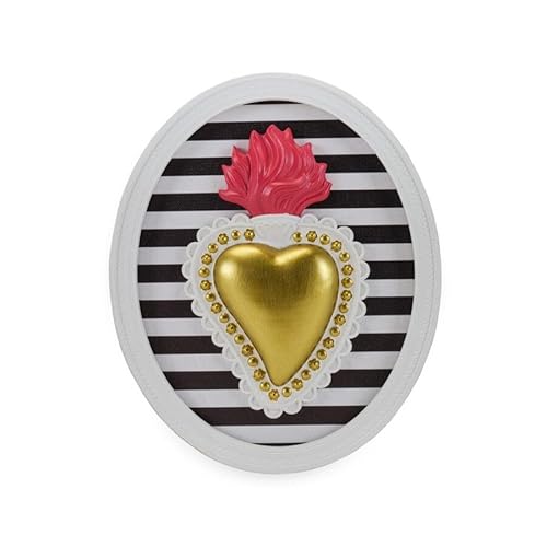 Cornice ovale bianca con cuore oro 22x18 cm