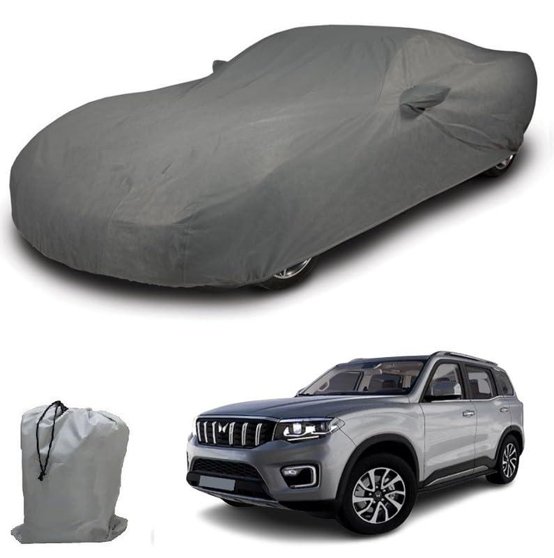 Image of ARCUATE Triple Layer Custom fit Car Body Cover for Mahindra Scorpio Classic |Top Layer Dustrproof | Middle Layer Waterproof | Bottom Layer Scratch Protection | Outdoor Indoor Fabric