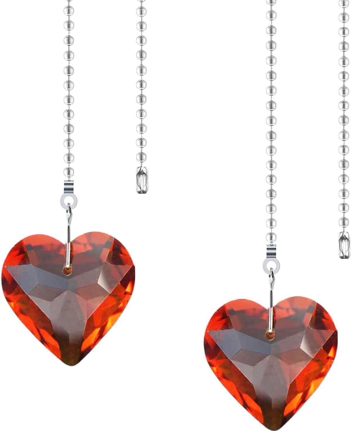 2Pcs Crystal Ceiling Fan Pull Chain Extender with Connector, 12"