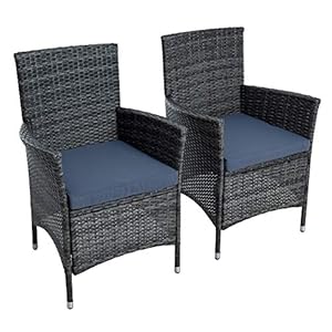 ESTEXO Polyrattan Gartenstuhl Set 2er Stuhlset Rattan Stuhl Garten Sessel Rattanstühle Balkonstühle Terrassenstühle Outdoor Stühle Balkonsessel (Anthrazit-Grau)