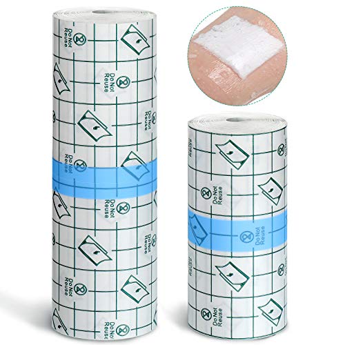 2 Pieces Transparent Stretch Adhesive Bandage Waterproof Bandage Roll Clear Tattoo Bandages Dressing Tape with 2 Sizes for Tattoos (4 Inch x 5.47 Yard, 6 Inch x 5.47 Yard)