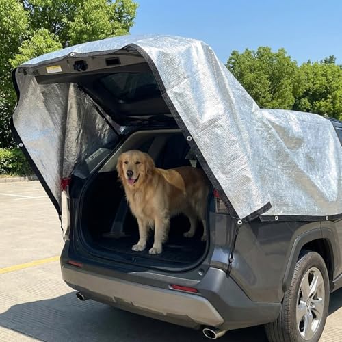 BeGrit Schattennetz Auto Hund 99% Alu Hitzeschutz mit Ösen 2m x 1m UV Luftdurchlässiges Sonnennetz Aludecke Auto Alunetz reflektierende Schattenplane für Camping Gewächshaus Garten Patio Pflanze