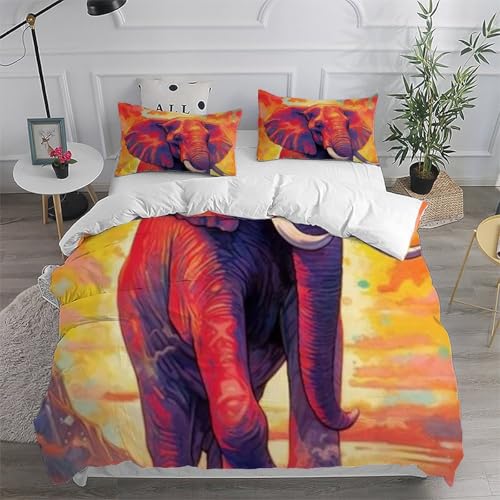 Ensemble d'impression 3D éléphant parure 3 pièces 100% coton super king - 6
