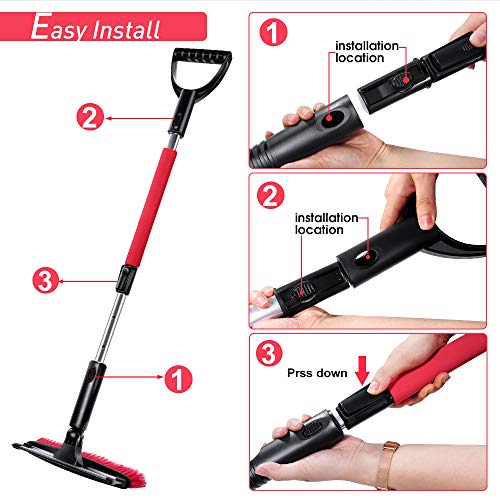 Topmart 5 in 1 Car Snow Brush Kit,Snow Shovel Set with Removable Snow Brush and Ice Scraper,Emergency Snow Removal Car Set,Extendable Telescopic Pole 21.5\"-31.5\",for Car,Camping,Garden - Thumbnail 2