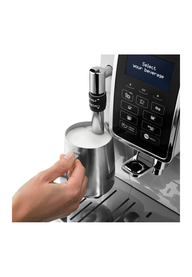 De'Longhi Dinamica ECAM 350.35.SB Cafetera Independiente, Totalmente Automática, Pantalla LCD y Botones Táctiles, 1450 W, 15 Bares, Negro/ Plata
