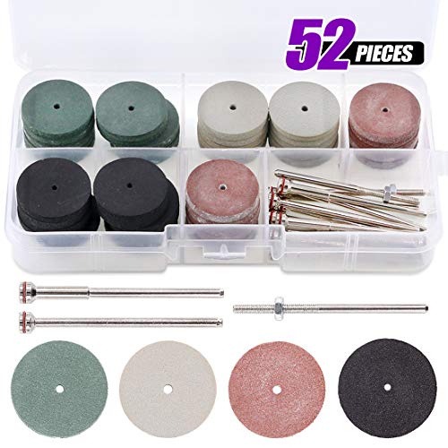 Swpeet 52Pcs Polishing Wheels Kit, 40Pcs 4 Colors Mixed Lab Beauty Silicone Rubber