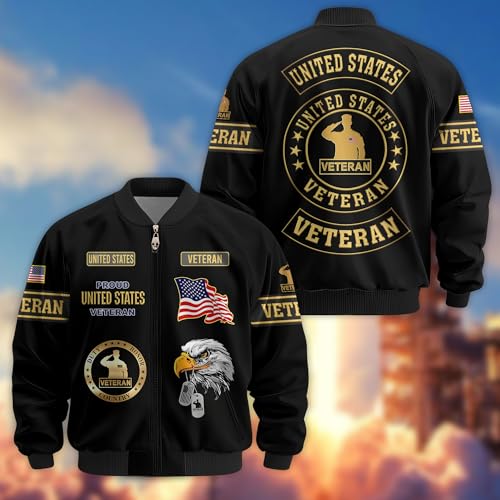 Men’s Veteran Varsity Jacket, Durable Military Bomber Jacket with Patriotic Detailing – Top Military Gifts and Veteran Gifts for Men2