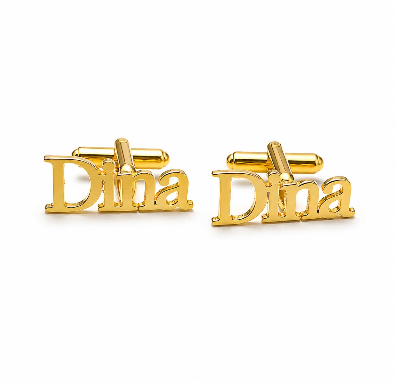 Personalized Initial Cufflinks for Men – Custom Alphabet Letter Gold-Tone Cufflinks, Stainless Steel Monogram Shirt Cuff Links, Wedding, Groom, Business & Formal Wear-image-6