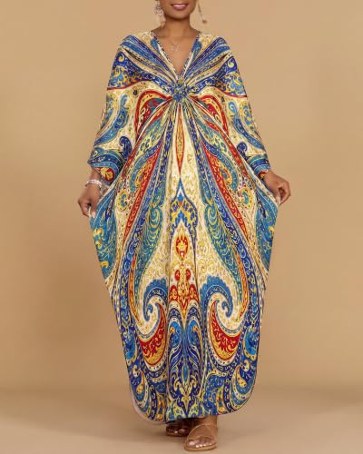 Image of Bsubseach Moo Moos for Women Batwing Sleeve Kaftan Dresses with Pockets