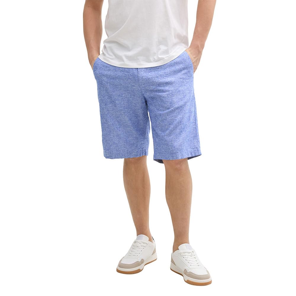 TOM TAILOR Denim Herren Relaxed Fit Chino Shorts mit Leinenanteil