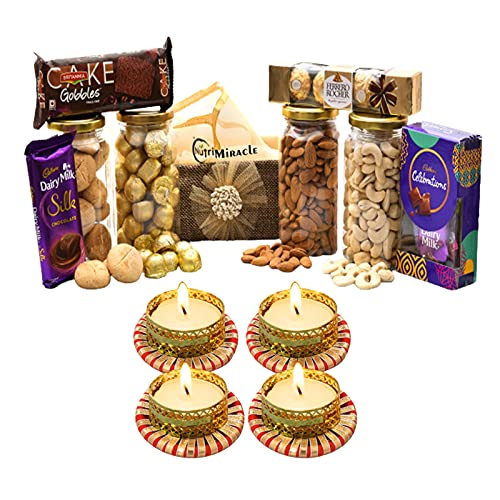 Image of NUTRI MIRACLE Bhaiya Bhabhi Rakhi Gift Set | Festive Rakhee Dry Fruits and Chocolate Hamper
