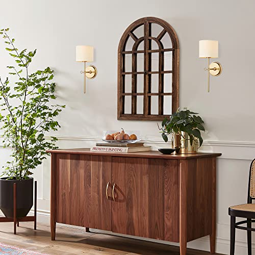 Trvone 36"X 24" Arched Wall Mirror Window Mirror Wood Framed Arched Mirror Farmhouse Mirror Decorative Wall Mirrors Wall Decor For Living Room Entryway Bedroom,Charcoal Grilled #TOP7