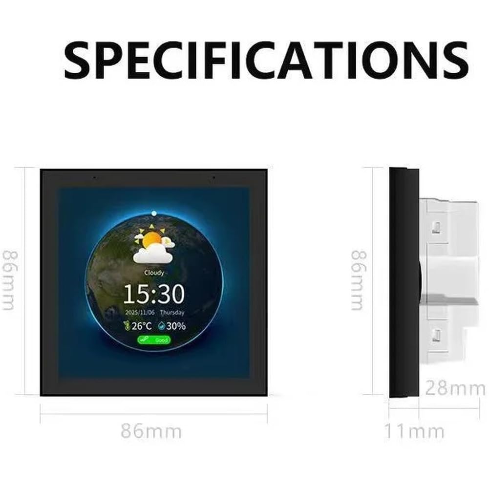 Tuya Zigbee Multifunktionaler 4-Touchscreen-Szenenschalter Dimmerschalter Benutzerdefinierter Text Mehrsprachig-EU-Stecker