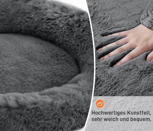 O·Lankeji Hundebett rund Hochflor Kunstfell, Hundekörbchen Waschbar herausnehmbar, Katzenbett flauschig mit Rutschfester Unterseite, Hunde Donut Bett für Kleine Mittelgroße Grosse Hunde