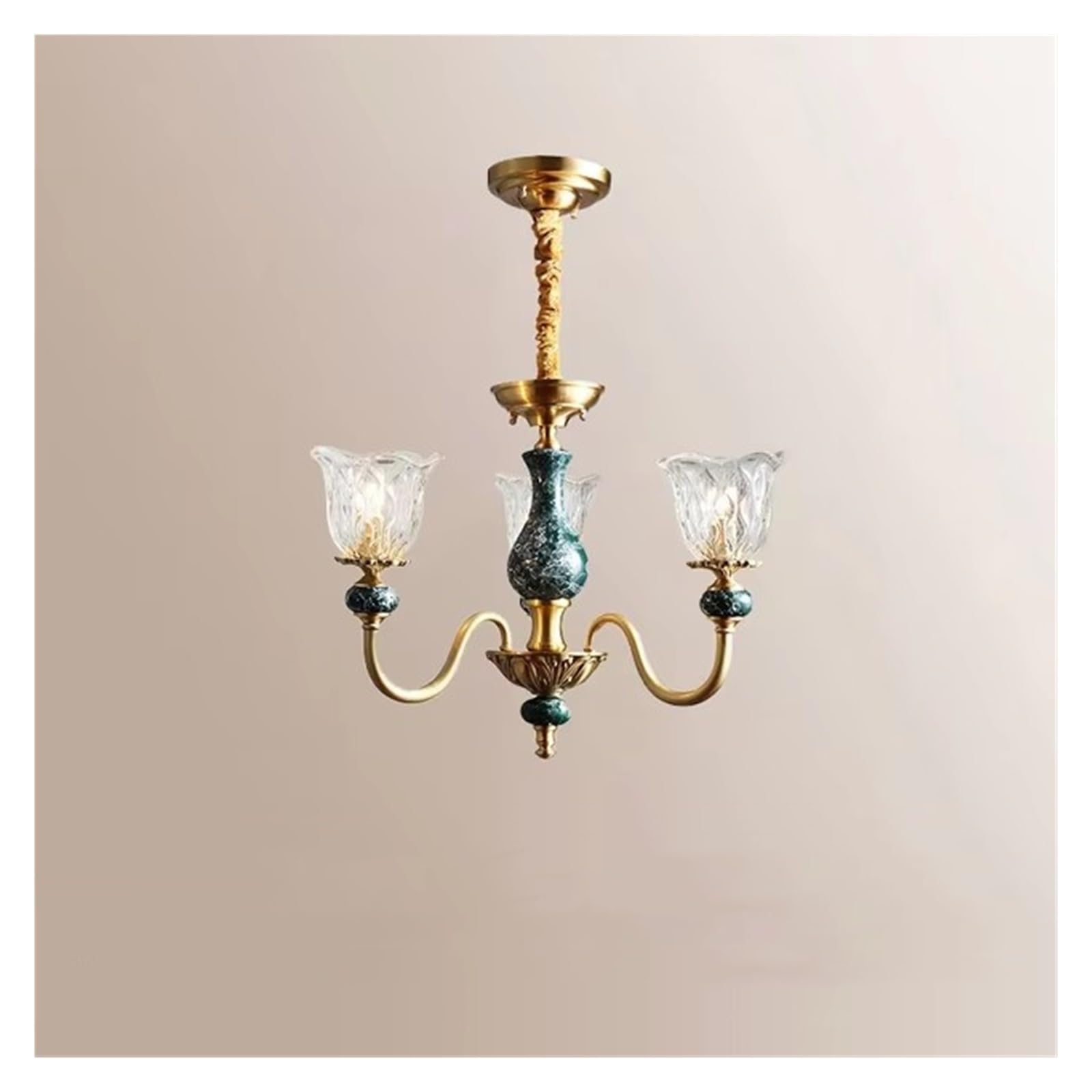 ASerZenith Copper Marble Glass Chandelier For Living Room Bedroom Study Dining Room Kitchen Villa Decorate Modern Luxury Lamp Pendant Light(Cold Light-3 Head)