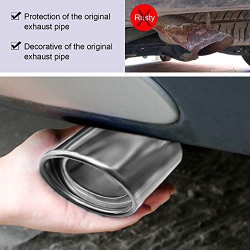 Image of Dsycar Universal Stainless Steel 1.5 inch - 2.25 inch Inlet Exhaust Tips, Fit Pipes Diameter 1.5-2.25 inch, Adjustable Car Decoration Chrome-Plated Finish Exhaust Tailpipe Tip, 3.3 inch Outlet, 5.4 inch Long